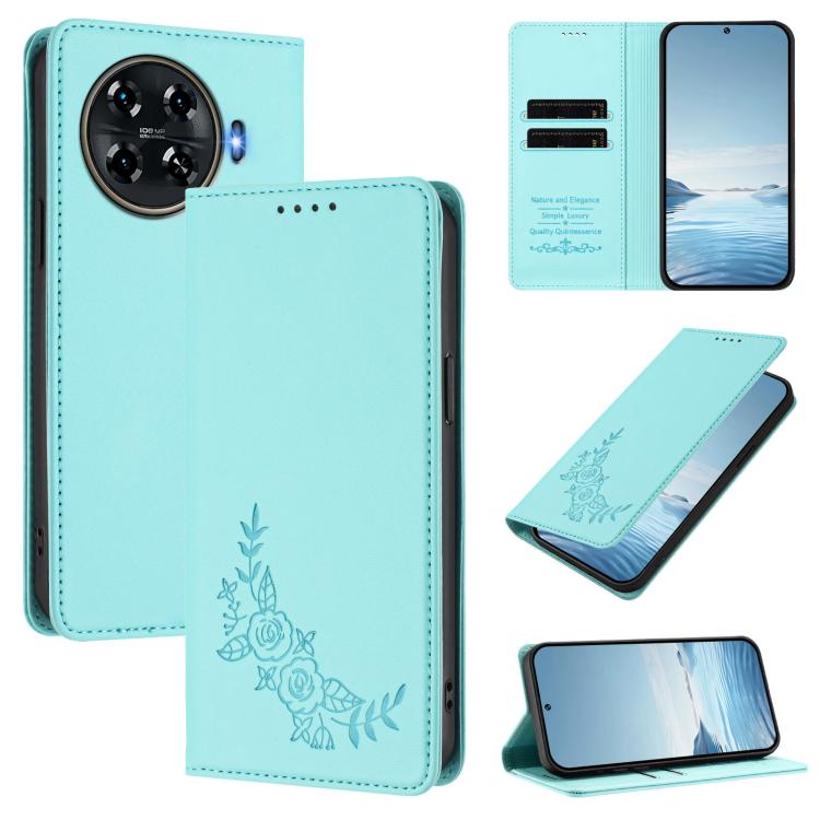 Peony Embossed Magnetic RFID Vegan Leather Phone Case, For Tecno Camon 30 Pro 5G, For Tecno Camon 30 Premier, For Tecno Camon 30 4G / 5G, For Tecno Spark 20 Pro+ 4G, For Tecno Pova 5 Pro, For Tecno Pova Neo 3, For Tecno Pova 5                          ...
