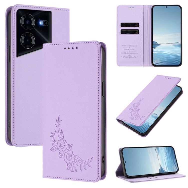 Peony Embossed Magnetic RFID Vegan Leather Phone Case, For Tecno Camon 30 Pro 5G, For Tecno Camon 30 Premier, For Tecno Camon 30 4G / 5G, For Tecno Spark 20 Pro+ 4G, For Tecno Pova 5 Pro, For Tecno Pova Neo 3, For Tecno Pova 5                          ...