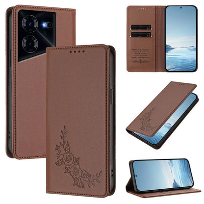 Peony Embossed Magnetic RFID Vegan Leather Phone Case, For Tecno Camon 30 Pro 5G, For Tecno Camon 30 Premier, For Tecno Camon 30 4G / 5G, For Tecno Spark 20 Pro+ 4G, For Tecno Pova 5 Pro, For Tecno Pova Neo 3, For Tecno Pova 5                          ...