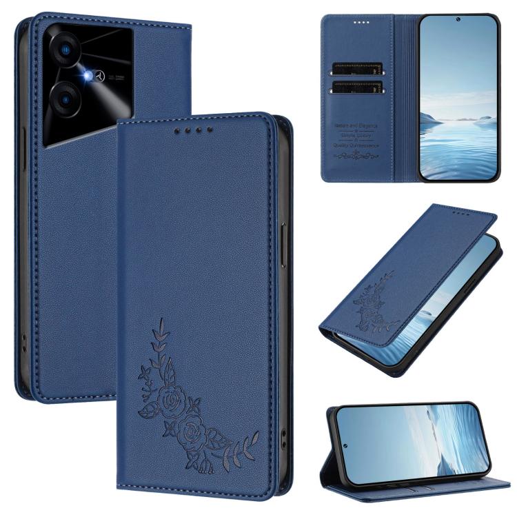 Peony Embossed Magnetic RFID Vegan Leather Phone Case, For Tecno Camon 30 Pro 5G, For Tecno Camon 30 Premier, For Tecno Camon 30 4G / 5G, For Tecno Spark 20 Pro+ 4G, For Tecno Pova 5 Pro, For Tecno Pova Neo 3, For Tecno Pova 5                          ...