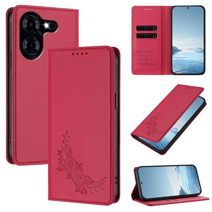 Peony Embossed Magnetic RFID Vegan Leather Phone Case, For Tecno Camon 30 Pro 5G, For Tecno Camon 30 Premier, For Tecno Camon 30 4G / 5G, For Tecno Spark 20 Pro+ 4G, For Tecno Pova 5 Pro, For Tecno Pova Neo 3, For Tecno Pova 5                          ...