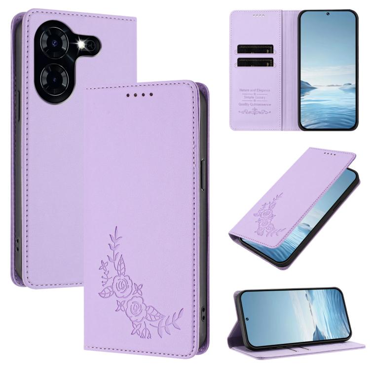 Peony Embossed Magnetic RFID Vegan Leather Phone Case, For Tecno Camon 30 Pro 5G, For Tecno Camon 30 Premier, For Tecno Camon 30 4G / 5G, For Tecno Spark 20 Pro+ 4G, For Tecno Pova 5 Pro, For Tecno Pova Neo 3, For Tecno Pova 5                          ...
