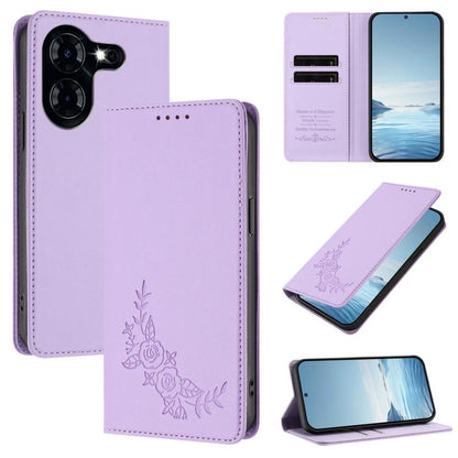 Peony Embossed Magnetic RFID Vegan Leather Phone Case, For Tecno Camon 30 Pro 5G, For Tecno Camon 30 Premier, For Tecno Camon 30 4G / 5G, For Tecno Spark 20 Pro+ 4G, For Tecno Pova 5 Pro, For Tecno Pova Neo 3, For Tecno Pova 5                          ...