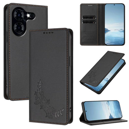 Peony Embossed Magnetic RFID Vegan Leather Phone Case, For Tecno Camon 30 Pro 5G, For Tecno Camon 30 Premier, For Tecno Camon 30 4G / 5G, For Tecno Spark 20 Pro+ 4G, For Tecno Pova 5 Pro, For Tecno Pova Neo 3, For Tecno Pova 5                          ...