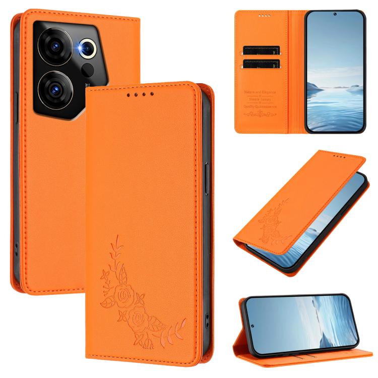 Peony Embossed Magnetic RFID Vegan Leather Phone Case, For Tecno Camon 30 Pro 5G, For Tecno Camon 30 Premier, For Tecno Camon 30 4G / 5G, For Tecno Spark 20 Pro+ 4G, For Tecno Pova 5 Pro, For Tecno Pova Neo 3, For Tecno Pova 5                          ...