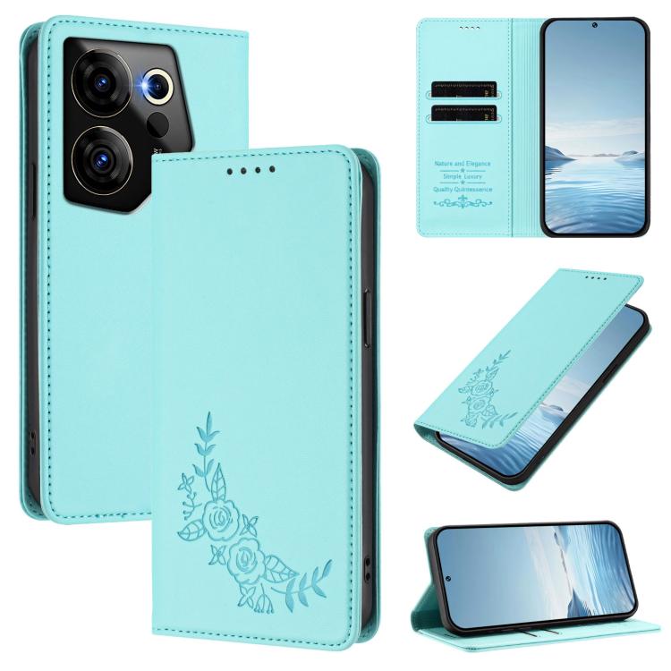 Peony Embossed Magnetic RFID Vegan Leather Phone Case, For Tecno Camon 30 Pro 5G, For Tecno Camon 30 Premier, For Tecno Camon 30 4G / 5G, For Tecno Spark 20 Pro+ 4G, For Tecno Pova 5 Pro, For Tecno Pova Neo 3, For Tecno Pova 5                          ...