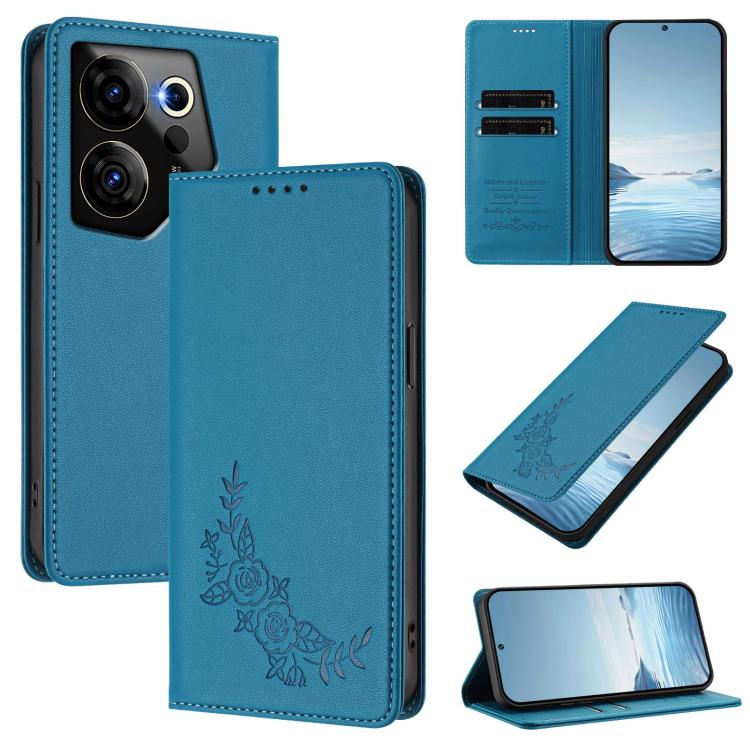 Peony Embossed Magnetic RFID Vegan Leather Phone Case, For Tecno Camon 30 Pro 5G, For Tecno Camon 30 Premier, For Tecno Camon 30 4G / 5G, For Tecno Spark 20 Pro+ 4G, For Tecno Pova 5 Pro, For Tecno Pova Neo 3, For Tecno Pova 5                          ...