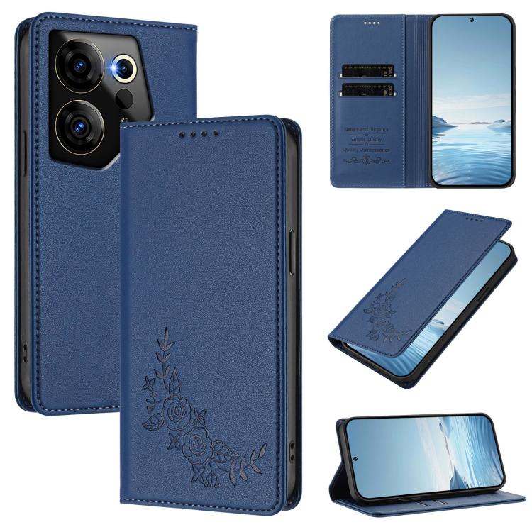 Peony Embossed Magnetic RFID Vegan Leather Phone Case, For Tecno Camon 30 Pro 5G, For Tecno Camon 30 Premier, For Tecno Camon 30 4G / 5G, For Tecno Spark 20 Pro+ 4G, For Tecno Pova 5 Pro, For Tecno Pova Neo 3, For Tecno Pova 5                          ...