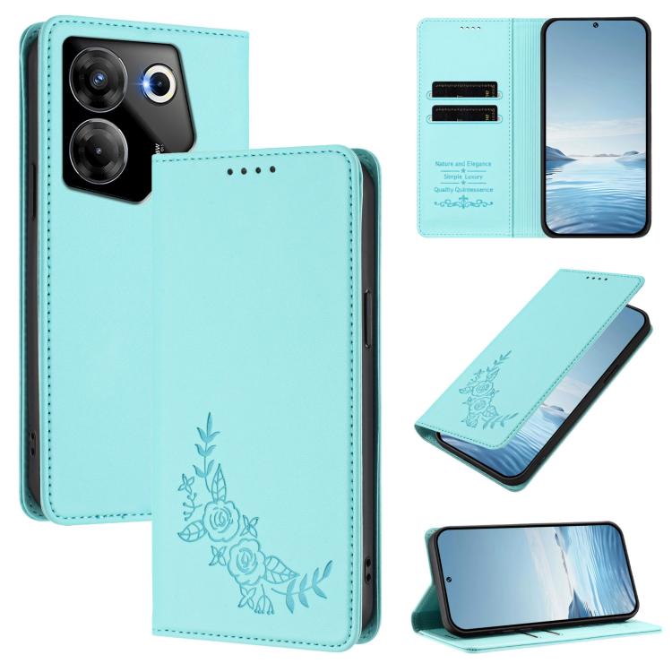 Peony Embossed Magnetic RFID Vegan Leather Phone Case, For Tecno Camon 30 Pro 5G, For Tecno Camon 30 Premier, For Tecno Camon 30 4G / 5G, For Tecno Spark 20 Pro+ 4G, For Tecno Pova 5 Pro, For Tecno Pova Neo 3, For Tecno Pova 5                          ...