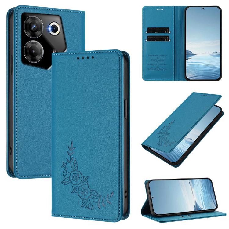 Peony Embossed Magnetic RFID Vegan Leather Phone Case, For Tecno Camon 30 Pro 5G, For Tecno Camon 30 Premier, For Tecno Camon 30 4G / 5G, For Tecno Spark 20 Pro+ 4G, For Tecno Pova 5 Pro, For Tecno Pova Neo 3, For Tecno Pova 5                          ...