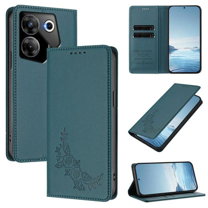 Peony Embossed Magnetic RFID Vegan Leather Phone Case, For Tecno Camon 30 Pro 5G, For Tecno Camon 30 Premier, For Tecno Camon 30 4G / 5G, For Tecno Spark 20 Pro+ 4G, For Tecno Pova 5 Pro, For Tecno Pova Neo 3, For Tecno Pova 5                          ...