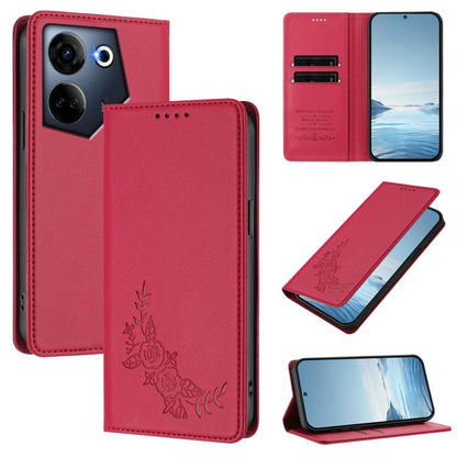 Peony Embossed Magnetic RFID Vegan Leather Phone Case, For Tecno Camon 20 4G / 20 Pro 4G, For Tecno Spark 10 5G, For Tecno Spark 10C / 10 4G, For Tecno Spark 10 Pro 4G / K17 4G
