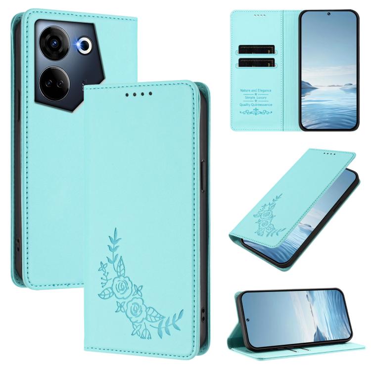 Peony Embossed Magnetic RFID Vegan Leather Phone Case, For Tecno Camon 20 4G / 20 Pro 4G, For Tecno Spark 10 5G, For Tecno Spark 10C / 10 4G, For Tecno Spark 10 Pro 4G / K17 4G