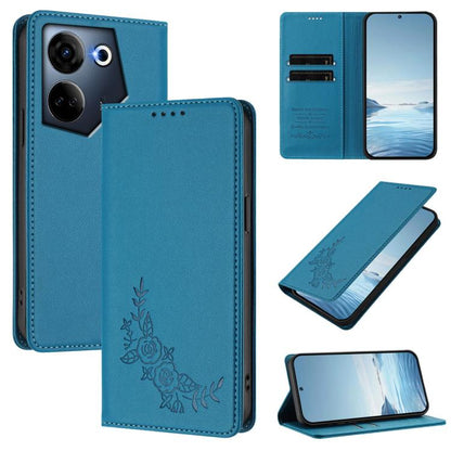 Peony Embossed Magnetic RFID Vegan Leather Phone Case, For Tecno Camon 20 4G / 20 Pro 4G, For Tecno Spark 10 5G, For Tecno Spark 10C / 10 4G, For Tecno Spark 10 Pro 4G / K17 4G