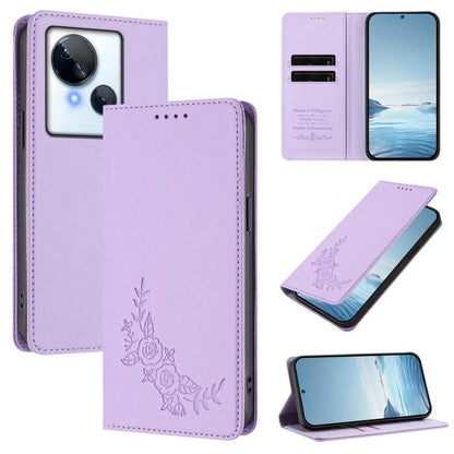 Peony Embossed Magnetic RFID Vegan Leather Phone Case, For Tecno Camon 20 4G / 20 Pro 4G, For Tecno Spark 10 5G, For Tecno Spark 10C / 10 4G, For Tecno Spark 10 Pro 4G / K17 4G