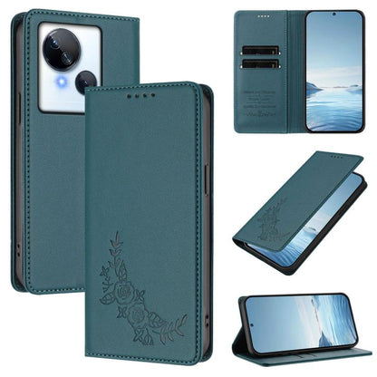 Peony Embossed Magnetic RFID Vegan Leather Phone Case, For Tecno Camon 20 4G / 20 Pro 4G, For Tecno Spark 10 5G, For Tecno Spark 10C / 10 4G, For Tecno Spark 10 Pro 4G / K17 4G