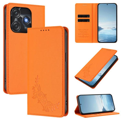 Peony Embossed Magnetic RFID Vegan Leather Phone Case, For Tecno Camon 20 4G / 20 Pro 4G, For Tecno Spark 10 5G, For Tecno Spark 10C / 10 4G, For Tecno Spark 10 Pro 4G / K17 4G