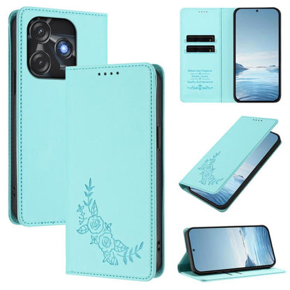 Peony Embossed Magnetic RFID Vegan Leather Phone Case, For Tecno Camon 20 4G / 20 Pro 4G, For Tecno Spark 10 5G, For Tecno Spark 10C / 10 4G, For Tecno Spark 10 Pro 4G / K17 4G