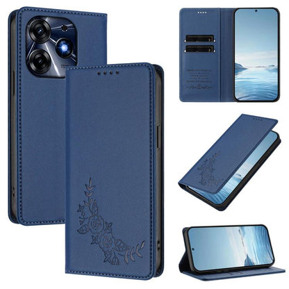 Peony Embossed Magnetic RFID Vegan Leather Phone Case, For Tecno Camon 20 4G / 20 Pro 4G, For Tecno Spark 10 5G, For Tecno Spark 10C / 10 4G, For Tecno Spark 10 Pro 4G / K17 4G