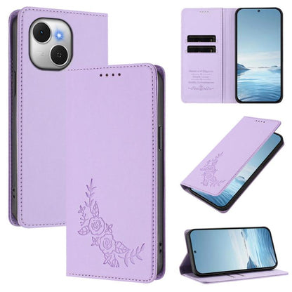 Peony Embossed Magnetic RFID Vegan Leather Phone Case, For Tecno Spark Go 5G 2025 / 40 5G, For Tecno Spark 50 / KN4, For Tecno Camon 50 Pro 4G, For Tecno Camon 50 4G, For Tecno Spark Go 3, For Tenco Pova Slim 5G / Spark Slim 5G, For Tecno Spark 40C    ...