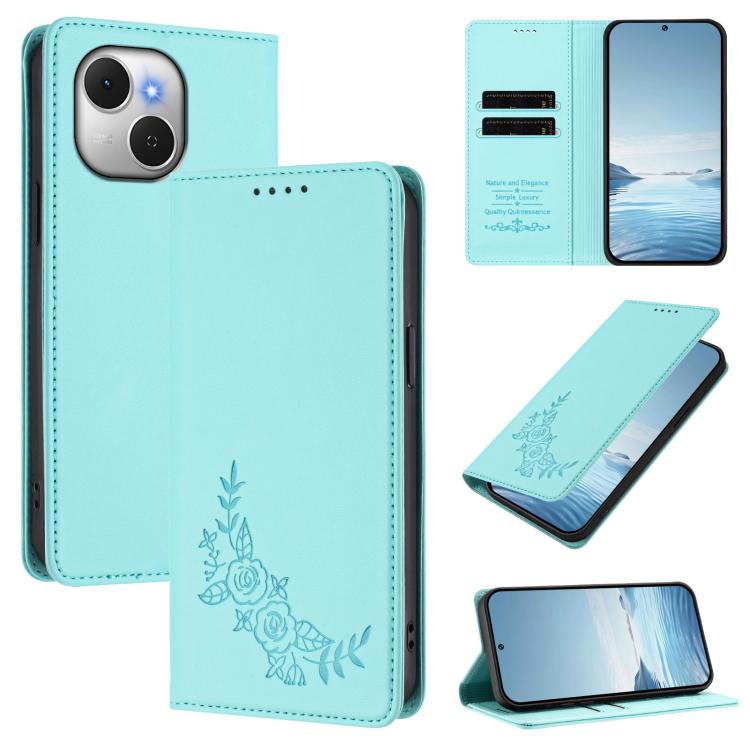 Peony Embossed Magnetic RFID Vegan Leather Phone Case, For Tecno Spark Go 5G 2025 / 40 5G, For Tecno Spark 50 / KN4, For Tecno Camon 50 Pro 4G, For Tecno Camon 50 4G, For Tecno Spark Go 3, For Tenco Pova Slim 5G / Spark Slim 5G, For Tecno Spark 40C    ...