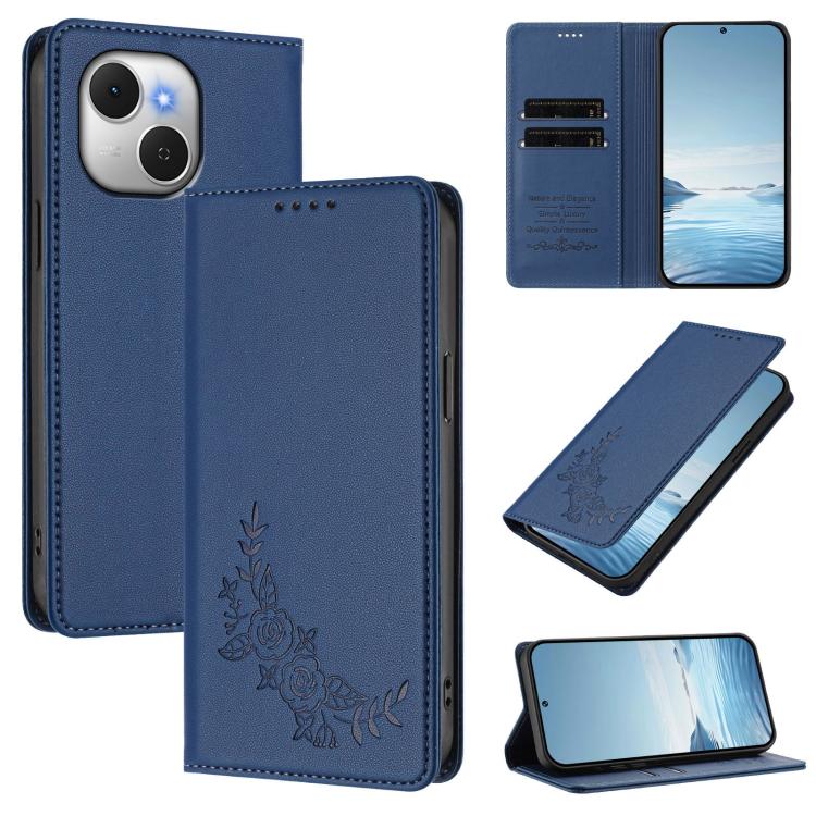 Peony Embossed Magnetic RFID Vegan Leather Phone Case, For Tecno Spark Go 5G 2025 / 40 5G, For Tecno Spark 50 / KN4, For Tecno Camon 50 Pro 4G, For Tecno Camon 50 4G, For Tecno Spark Go 3, For Tenco Pova Slim 5G / Spark Slim 5G, For Tecno Spark 40C    ...