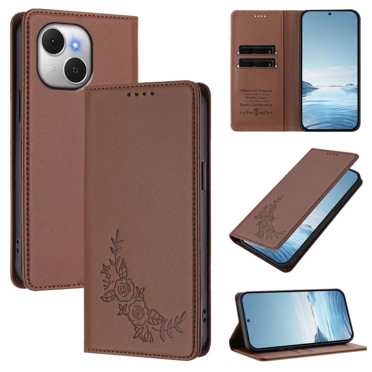 Peony Embossed Magnetic RFID Vegan Leather Phone Case, For Tecno Spark Go 5G 2025 / 40 5G, For Tecno Spark 50 / KN4, For Tecno Camon 50 Pro 4G, For Tecno Camon 50 4G, For Tecno Spark Go 3, For Tenco Pova Slim 5G / Spark Slim 5G, For Tecno Spark 40C    ...