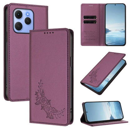 Peony Embossed Magnetic RFID Vegan Leather Phone Case, For Tecno Spark Go 5G 2025 / 40 5G, For Tecno Spark 50 / KN4, For Tecno Camon 50 Pro 4G, For Tecno Camon 50 4G, For Tecno Spark Go 3, For Tenco Pova Slim 5G / Spark Slim 5G, For Tecno Spark 40C    ...
