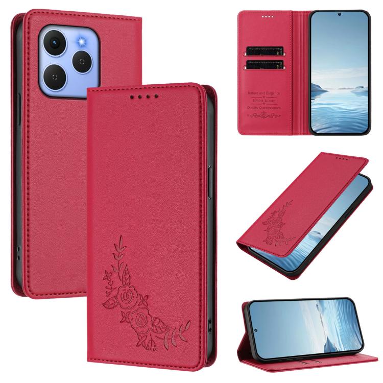 Peony Embossed Magnetic RFID Vegan Leather Phone Case, For Tecno Spark Go 5G 2025 / 40 5G, For Tecno Spark 50 / KN4, For Tecno Camon 50 Pro 4G, For Tecno Camon 50 4G, For Tecno Spark Go 3, For Tenco Pova Slim 5G / Spark Slim 5G, For Tecno Spark 40C    ...