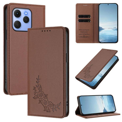 Peony Embossed Magnetic RFID Vegan Leather Phone Case, For Tecno Spark Go 5G 2025 / 40 5G, For Tecno Spark 50 / KN4, For Tecno Camon 50 Pro 4G, For Tecno Camon 50 4G, For Tecno Spark Go 3, For Tenco Pova Slim 5G / Spark Slim 5G, For Tecno Spark 40C    ...