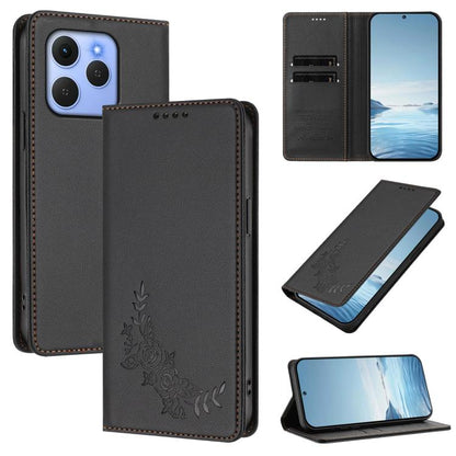Peony Embossed Magnetic RFID Vegan Leather Phone Case, For Tecno Spark Go 5G 2025 / 40 5G, For Tecno Spark 50 / KN4, For Tecno Camon 50 Pro 4G, For Tecno Camon 50 4G, For Tecno Spark Go 3, For Tenco Pova Slim 5G / Spark Slim 5G, For Tecno Spark 40C    ...