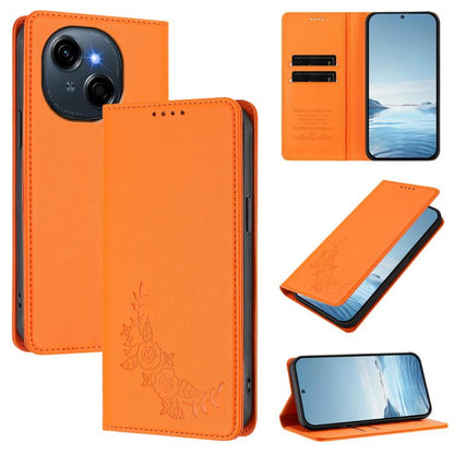 Peony Embossed Magnetic RFID Vegan Leather Phone Case, For Tecno Spark 40 Pro+ 4G, For Tecno Spark 40 Pro 4G, For Tecno Spark 40 4G, For Tecno Pova 7 Ultra 5G, For Tecno Spark Go 1 / Go 1S / Pop 9, For Tecno Camon 40 Pro 4G, For Tecno Camon 40 Premier ...