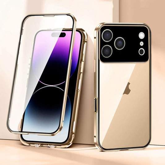 Magnetic Double-buckle HD Tempered Glass Phone Case, For iPhone 17 Pro Max, For iPhone 17 Pro