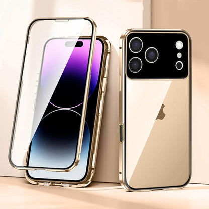 Magnetic Double-buckle HD Tempered Glass Phone Case, For iPhone 17 Pro Max, For iPhone 17 Pro