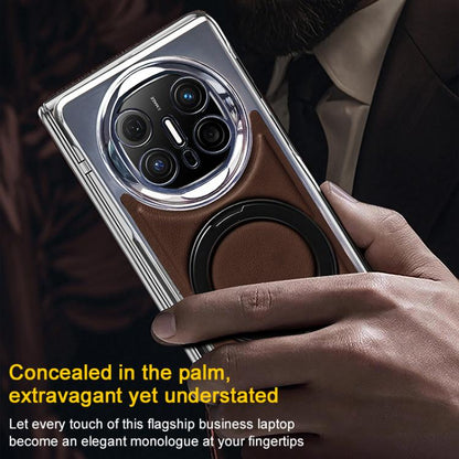 Foldable Screen Holder Electroplated Vegan Leather Phone Case, For Huawei Mate X6, For Huawei Mate X5, For Huawei Mate X3