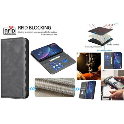 BINFEN COLOR Calfskin Texture Magnetic RFID Vegan Leather Phone Case, For Redmi Note 13 Pro 5G, For Xiaomi 13T / Redmi K60 Ultra, For Redmi Note 12 4G Global