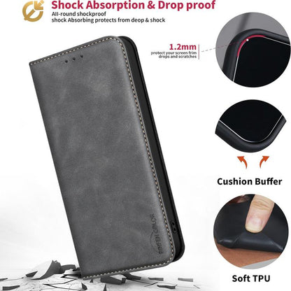 BINFEN COLOR Calfskin Texture Magnetic RFID Vegan Leather Phone Case, For Redmi Note 13 Pro 5G, For Xiaomi 13T / Redmi K60 Ultra, For Redmi Note 12 4G Global