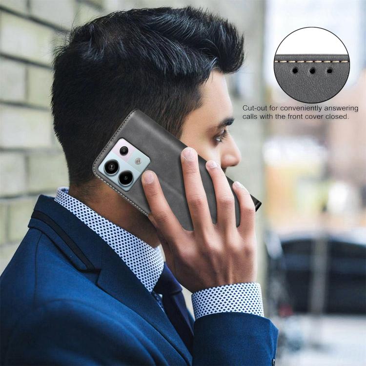 BINFEN COLOR Calfskin Texture Magnetic RFID Vegan Leather Phone Case, For Redmi Note 13 Pro 5G, For Xiaomi 13T / Redmi K60 Ultra, For Redmi Note 12 4G Global