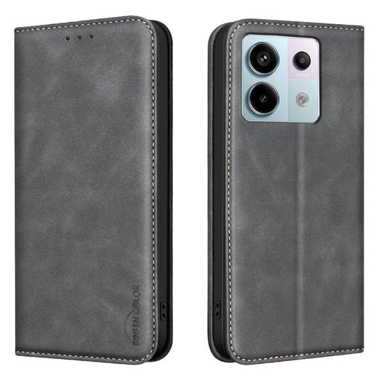 BINFEN COLOR Calfskin Texture Magnetic RFID Vegan Leather Phone Case, For Redmi Note 13 Pro 5G, For Xiaomi 13T / Redmi K60 Ultra, For Redmi Note 12 4G Global