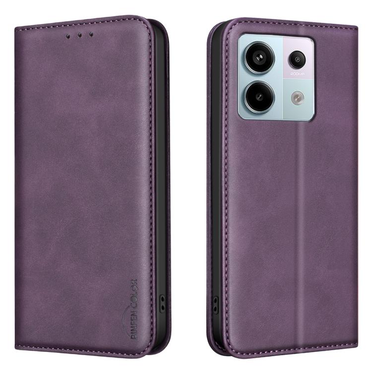 BINFEN COLOR Calfskin Texture Magnetic RFID Vegan Leather Phone Case, For Redmi Note 13 Pro 5G, For Xiaomi 13T / Redmi K60 Ultra, For Redmi Note 12 4G Global