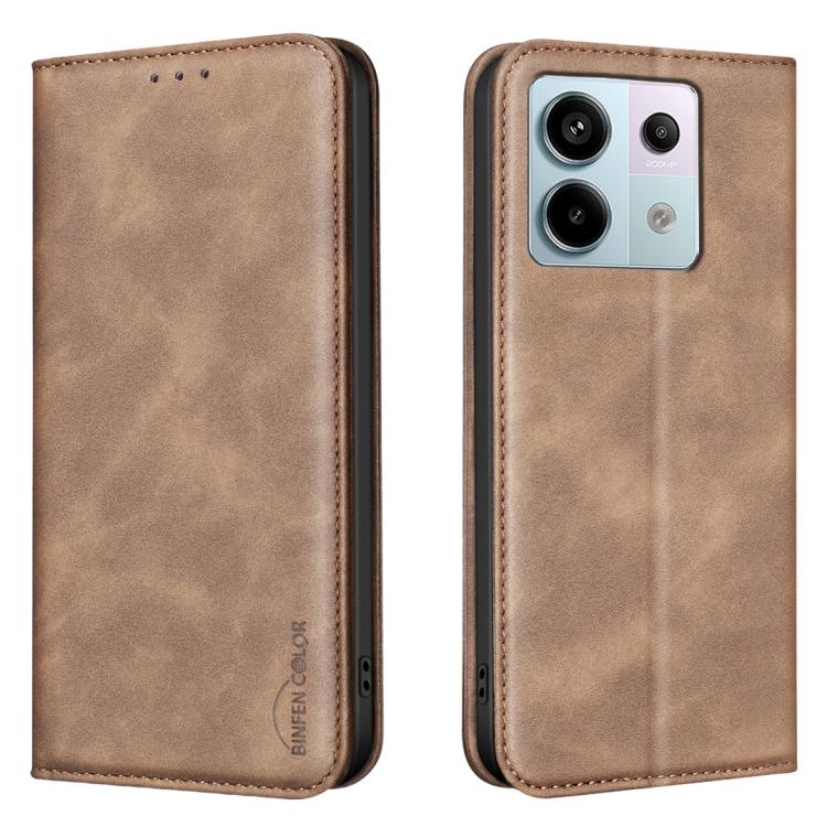 BINFEN COLOR Calfskin Texture Magnetic RFID Vegan Leather Phone Case, For Redmi Note 13 Pro 5G, For Xiaomi 13T / Redmi K60 Ultra, For Redmi Note 12 4G Global