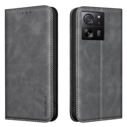BINFEN COLOR Calfskin Texture Magnetic RFID Vegan Leather Phone Case, For Xiaomi 13T / Redmi K60 Ultra, For Redmi Note 12 4G Global