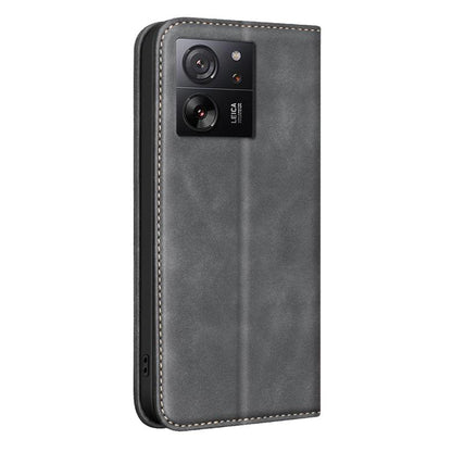 BINFEN COLOR Calfskin Texture Magnetic RFID Vegan Leather Phone Case, For Xiaomi 13T / Redmi K60 Ultra, For Redmi Note 12 4G Global