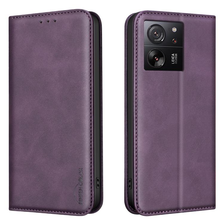 BINFEN COLOR Calfskin Texture Magnetic RFID Vegan Leather Phone Case, For Redmi Note 13 Pro 5G, For Xiaomi 13T / Redmi K60 Ultra, For Redmi Note 12 4G Global
