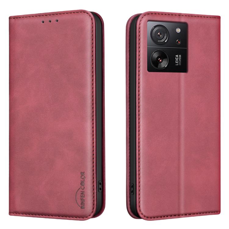 BINFEN COLOR Calfskin Texture Magnetic RFID Vegan Leather Phone Case, For Redmi Note 13 Pro 5G, For Xiaomi 13T / Redmi K60 Ultra, For Redmi Note 12 4G Global