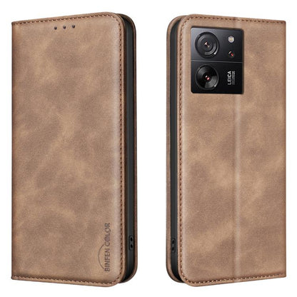 BINFEN COLOR Calfskin Texture Magnetic RFID Vegan Leather Phone Case, For Redmi Note 13 Pro 5G, For Xiaomi 13T / Redmi K60 Ultra, For Redmi Note 12 4G Global