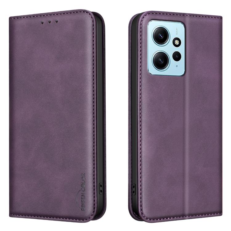 BINFEN COLOR Calfskin Texture Magnetic RFID Vegan Leather Phone Case, For Redmi Note 13 Pro 5G, For Xiaomi 13T / Redmi K60 Ultra, For Redmi Note 12 4G Global