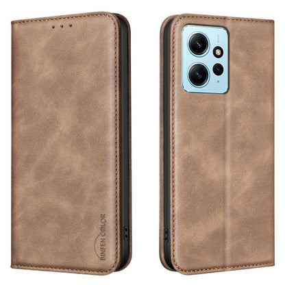 BINFEN COLOR Calfskin Texture Magnetic RFID Vegan Leather Phone Case, For Xiaomi 13T / Redmi K60 Ultra, For Redmi Note 12 4G Global