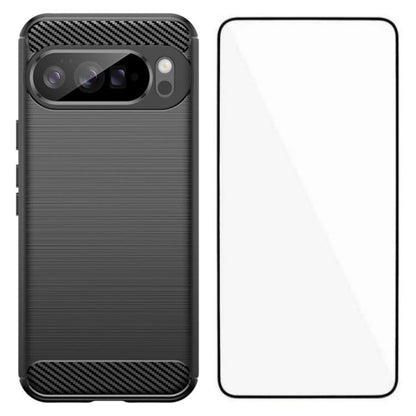 WANLONFENG Brushed Texture Shockproof TPU Phone Case with Screen Film, For Google Pixel 10a, For Google Pixel 10 Pro XL, For Google Pixel 10 Pro, For Google Pixel 10, For Google Pixel 9a, For Google Pixel 9 Pro XL, For Google Pixel 9 Pro               ...