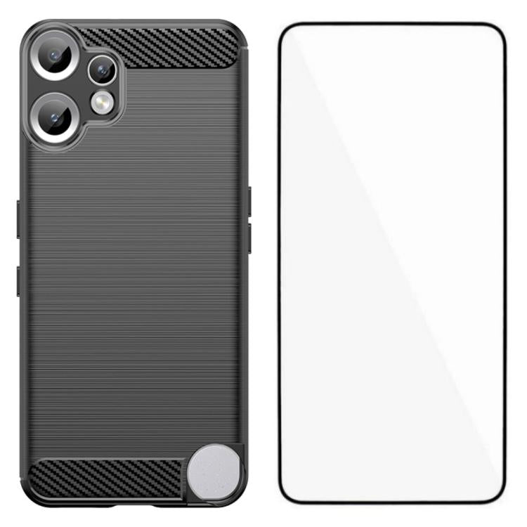 WANLONFENG Brushed Texture Shockproof TPU Phone Case with Screen Film, For Nothing Phone 4a Pro, For Nothing Phone 4a, For Nothing Phone 3, For Nothing CMF Phone 2 Pro, For Nothing Phone 3a, For Nothing Phone 3a Pro, For Nothing Phone 2a